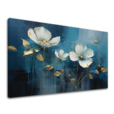 Eleganță atemporală pe pânză Abstracție albastră cu accente aurii 40x60 cm