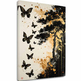 Imaginea pe panza Butterfly Harmony - Black and Gold Design