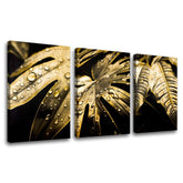Cu imprimare aurită tablou pe pânză cu motivul Dance of the Gold Leaves, natură în auriu-negru nuanțe, atmosferă luxoasă, natură și impresie de lux – principală