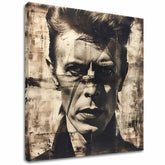 Modern tablou pe pânză în maro-alb nuanțe, istorie muzicală și iconografie | David Bowie tablou pe pânză - Nelútostný vedere – principală