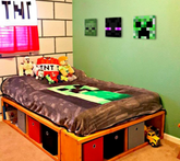 Modern tablou pe pânză în verde-negru nuanțe, atmosferă jucăușă, aventură | Minecraft tablou - Najlepšie postavičky na pânză - Creeper, Enderman, Zombie – produs