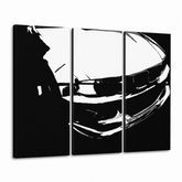 Pictat manual POP Art imagine de BMW M3 3 bucata bmw – Vizualizare 3D a tabloului pictat manual pe fundal alb. Culori dominante: negru, alb.