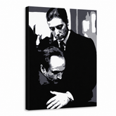 Tablou POP ART pictat manual Nașul 1 buc god5 – Vizualizare 3D a tabloului pictat manual pe fundal alb. Culori dominante: negru, alb, gri.