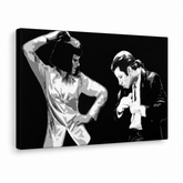 Tablou POP ART pictat manual Pulp Fiction 1 buc pulp4 – Vizualizare 3D a tabloului pictat manual pe fundal alb. Culori dominante: negru, alb, gri.