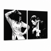 Tablou POP ART pictat manual Pulp Fiction 2 bucăți pulp3 – Vizualizare 3D a tabloului pictat manual pe fundal alb. Culori dominante: negru, alb, gri.