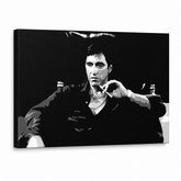 Tablou POP ART pictat manual Scarface 1 buc smz – Vizualizare 3D a tabloului pictat manual pe fundal alb. Culori dominante: negru, alb, gri.