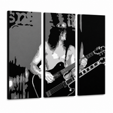 Tablou POP ART pictat manual Slash 3 bucăți en – Vizualizare 3D a tabloului pictat manual pe fundal alb. Culori dominante: negru, alb, gri.
