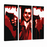 Tablou POP ART pictat manual Taxi Driver 3 părți taxi2 – Vizualizare 3D a tabloului pictat manual pe fundal alb. Culori dominante: negru, roșu, alb.