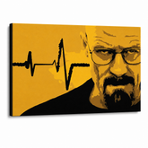 Tablou POP ART pictat manual BREAKING BAD 1 buc brb2 – Vizualizare 3D a tabloului pictat manual pe fundal alb. Culori dominante: galben, negru, maro.