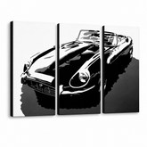 Tablou POP ART pictat manual JAGUAR 3 bucăți jag – Vizualizare 3D a tabloului pictat manual pe fundal alb. Culori dominante: negru, alb, gri.