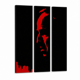 Tablou POP ART pictat manual Marlon Brando 3 buc gff – Vizualizare 3D a tabloului pictat manual pe fundal alb. Culori dominante: negru, roșu.