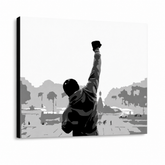 Tablou POP ART pictat manual ROCKY 1 buc rocky – Vizualizare 3D a tabloului pictat manual pe fundal alb. Culori dominante: negru, alb, gri.