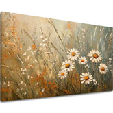 Modern tablou pe pânză cu motivul biely tanec florilor, pajiște în bej-alb nuanțe, atmosferă liniștită, natură și creștere și dezvoltare | Tablou biely tanec florilor – principală