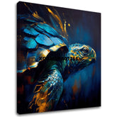 Pop art tablou pe pânză cu motivul PREMIUM ART - Green Turtle Odyssey, ocean, peisaj, natură în albastru-auriu nuanțe, atmosferă liniștită, potrivit pentru sufragerie – principală