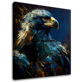 Art deco tablou pe pânză cu motivul PREMIUM ART - Wilderness's Fearless Hunter, orol în albastru-auriu nuanțe, atmosferă maiestuoasă, potrivit pentru birou – principală