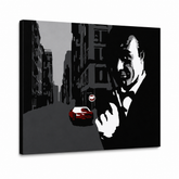 Tablou pictat manual POP Art James Bond 1 parte bond3 – Vizualizare 3D a tabloului pictat manual pe fundal alb. Culori dominante: negru, gri, roșu.