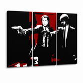 Tablou pictat manual POP Art Pulp Fiction 3 bucăți pulp5 – Vizualizare 3D a tabloului pictat manual pe fundal alb. Culori dominante: negru, roșu, alb.
