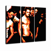 Tablou POP ART pictat manual Fight Club 3 părți fc2 – Vizualizare 3D a tabloului pictat manual pe fundal alb. Culori dominante: negru, portocaliu, alb.