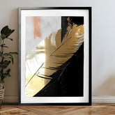 Modern tablou pe pânză în negru nuanțe, impresie de lux | Poster de perete s EXTRA efektom - Aurora Plume, decorațiune de perete – produs