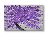 Art deco tablou pe pânză cu motivul copac, flori, natură în violet-gri nuanțe, atmosferă liniștită, natură și atmosferă de primăvară, potrivit pentru sufragerie – principală