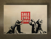 În stil boho tablou pe pânză cu motivul Street ART – Banksy, mare și plajă în violet-albastru nuanțe, execuție multi-panou, potrivit pentru sufragerie – principală