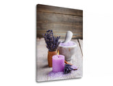 Clasic tablou pe pânză cu motivul FENG SHUI, lumânare, lavandă, motiv pentru copii, flori în alb-bej nuanțe, potrivit pentru sufragerie | Tablou pe pânză FENG SHUI_056-11 – produs