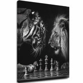 Tablou canvas Leul și tigrul - Strategia de șah - imagine 2