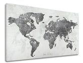 Industrial tablou pe pânză cu motivul MAPA SVETA, hartă, natură în alb-gri nuanțe, atmosferă sofisticată, potrivit pentru birou | Tablou pe pânză MAPA SVETA – produs