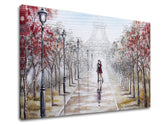 Vintage tablou pe pânză cu motivul PARIS, Turnul Eiffel, copaci, natură în alb-bej nuanțe, atmosferă romantică, dragoste și romantism – produs