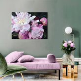 Vintage tablou pe pânză cu motivul PASTELOVO FLORI VIOLET, flori, frunze, natură în alb-portocaliu nuanțe, atmosferă romantică, potrivit pentru dormitor – principală