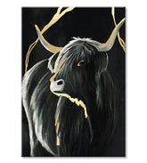 Pictat manual tablou pe pânză cu motivul PREMIUM ART – Čierny býk în gri-auriu nuanțe, atmosferă elegantă, natură și impresie de lux | Tablouri pe pânză - PREMIUM ART – Čierny býk – pr..., vedere 2