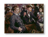 Modern tablou pe pânză cu motivul Adolf Menzel - Na pivnej záhrade, câine în maro-alb nuanțe, viață urbană | Tablou pe pânză Adolf Menzel - Na pivnej záhrade – produs