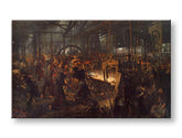 Modern tablou pe pânză cu motivul Adolph Menzel - Valcovňa železa în negru-galben nuanțe | Tablou pe pânză Adolph Menzel - Valcovňa železa – produs