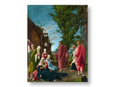 Modern tablou pe pânză cu motivul peisaj în albastru-verde nuanțe, atmosferă liniștită, natură | Tablou pe pânză Albrecht Altdorfer - Kristus odchádza od svojej Matky – produs