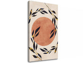 Art deco tablou pe pânză cu motivul SLNKO 002, frunze, ramuri, soare, lună în bej-auriu nuanțe, atmosferă liniștită, natură și eleganță – produs
