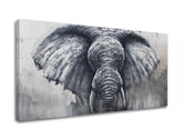 Industrial tablou pe pânză cu motivul elefant în alb-gri nuanțe, atmosferă maiestuoasă, forță și natură, potrivit pentru birou | Tablou pe pânză ELEFANT – produs