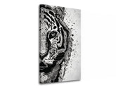 Modern tablou pe pânză cu motivul TIGER 001, tigru, peisaj în alb-gri nuanțe, atmosferă intensă, natură și forță, potrivit pentru birou de lucru – produs