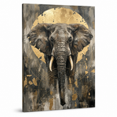 Tablou cu cap de elefant african, vedere frontală, vizualizare 3D a pânzei pe șasiu din lemn, stil Premium Art de la Papilora.