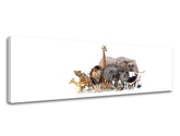 Clasic tablou pe pânză cu motivul ANIMALE, leu, elefant, model etnic, animal în alb-maro nuanțe, natură, potrivit pentru cameră de copii | Tablou de perete ANIMALE_051-13 – produs