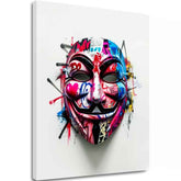 Modern tablou pe pânză cu motivul Anonymous Mask în alb-negru nuanțe, atmosferă energică | Tablou Anonymous Mask – principală