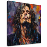 Modern tablou pe pânză cu motivul Chris Cornell - Hlas grunge scény în violet-portocaliu nuanțe, rock and roll | Tablou Chris Cornell - Hlas grunge scény – principală