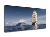 Clasic tablou pe pânză cu motivul KRAJINA, ocean, cer, nori, motiv de călătorie în alb-albastru nuanțe, atmosferă liniștită, potrivit pentru birou – produs
