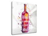 Pop art tablou pe pânză cu motivul motiv pentru copii în alb-violet nuanțe, atmosferă jucăușă, celebrare, potrivit pentru bucătărie | Tablou de perete s textom Wine is always good idea – produs