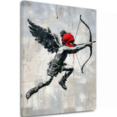 Modern tablou pe pânză cu motivul Cupid's Aim na pânză în negru-alb nuanțe | Tablou Cupid's Aim na pânză, decorațiune de perete – principală