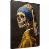 Modern tablou pe pânză cu motivul Dark Muse, craniu în maro-galben nuanțe | Tablou Dark Muse, decorațiune de perete – principală