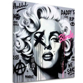 Modern tablou pe pânză cu motivul Hollywoodska Legenda Marilyn Monroe în roz nuanțe, atmosferă îndrăzneață, glorie, potrivit pentru sufragerie | Tablou pe pânză - Hollywoodska Legenda Marilyn Monroe – principală