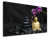 Clasic tablou pe pânză cu motivul FENG SHUI în violet-auriu nuanțe, atmosferă liniștită, pace interioară, potrivit pentru sufragerie | Tablou de perete FENG SHUI – principală