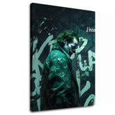 Modern tablou pe pânză cu motivul Joker: Vuitton štýl, graffiti în negru-alb nuanțe, atmosferă întunecată | Tablou Joker: Vuitton štýl – principală