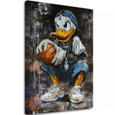 Modern tablou pe pânză cu motivul LeBron Duck na pânză în alb nuanțe, atmosferă urbană, cultură pop și nostalgie | Tablou LeBron Duck na pânză – principală