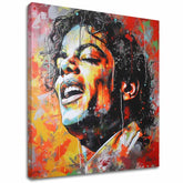 Modern tablou pe pânză cu motivul Michael Jackson - Hlas generácií în roșu-auriu nuanțe, atmosferă energică | Tablou Michael Jackson - Hlas generácií – principală
